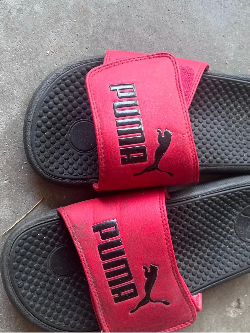 Puma Kids Red and Black Slide Sandals